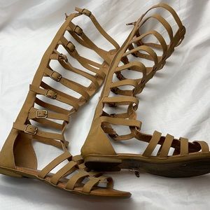 Soda Tan Zip Up Gladiator Sandals 8.5